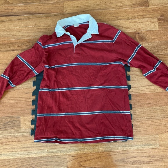 Vtg Y2K Old Navy Rugby Polo Shirt Sz XL Classic Double Stripe Denim Collar Heavy - Picture 1 of 3